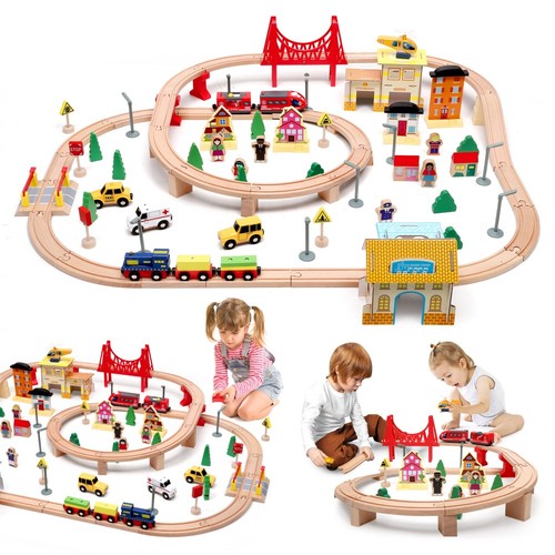 108st holz eisenbahn kinder - eisenbahn,